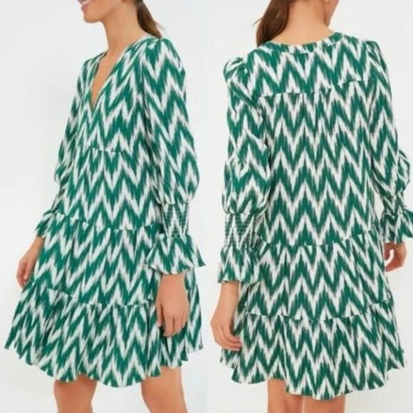 Tuckernuck Pomander Place Kenzo Dress in Green Ikat Size Small - Picture 1 of 9
